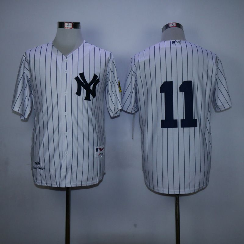 Men New York Yankees #11 No name White Throwback MLB Jerseys->new york yankees->MLB Jersey